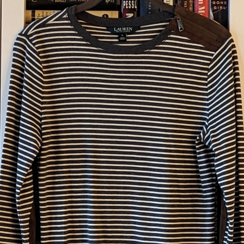 Lauren Ralph Lauren Long Sleeve Shirt // Faux Suede Accents // Size M